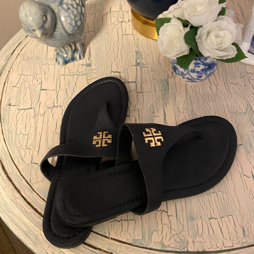 Tory Burch Jolie Dark Navy Thong Sandal 6.5